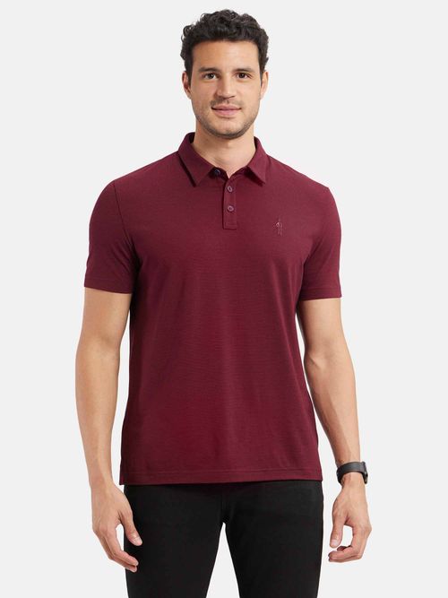 Jockey IM35 Men Tencel Micro Modal and Cotton Blend Polo T-Shirt Red  Pepper