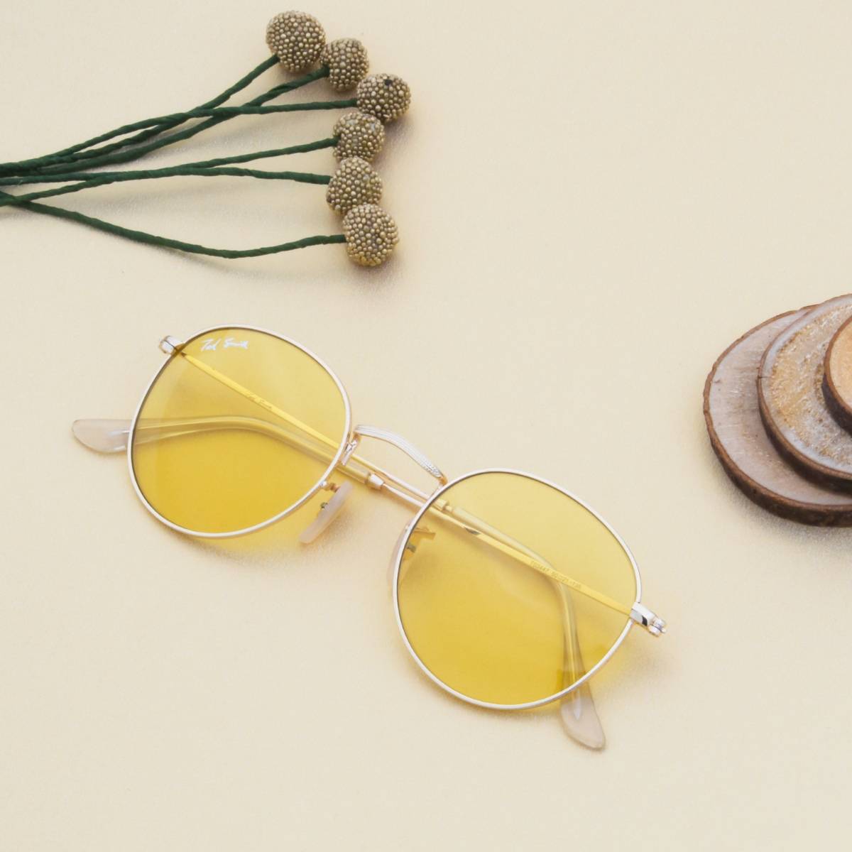 TED SMITH Full Rim UV Protection Round Sunglasses for Unisex Glass Lens (TS-MOON_C21)