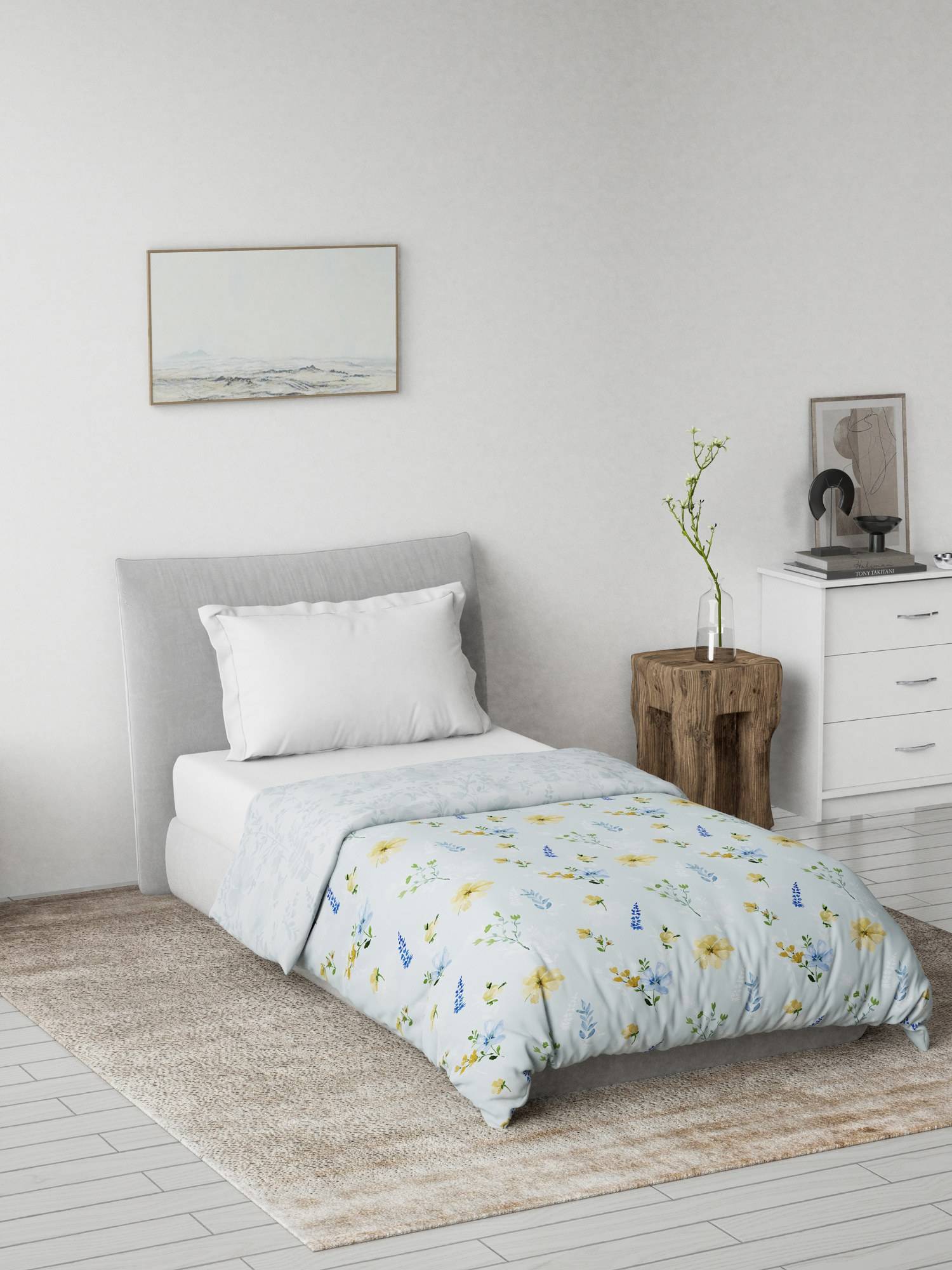 Ddecor Live Beautiful Primary Collection Reversible Single Dohar- Blue