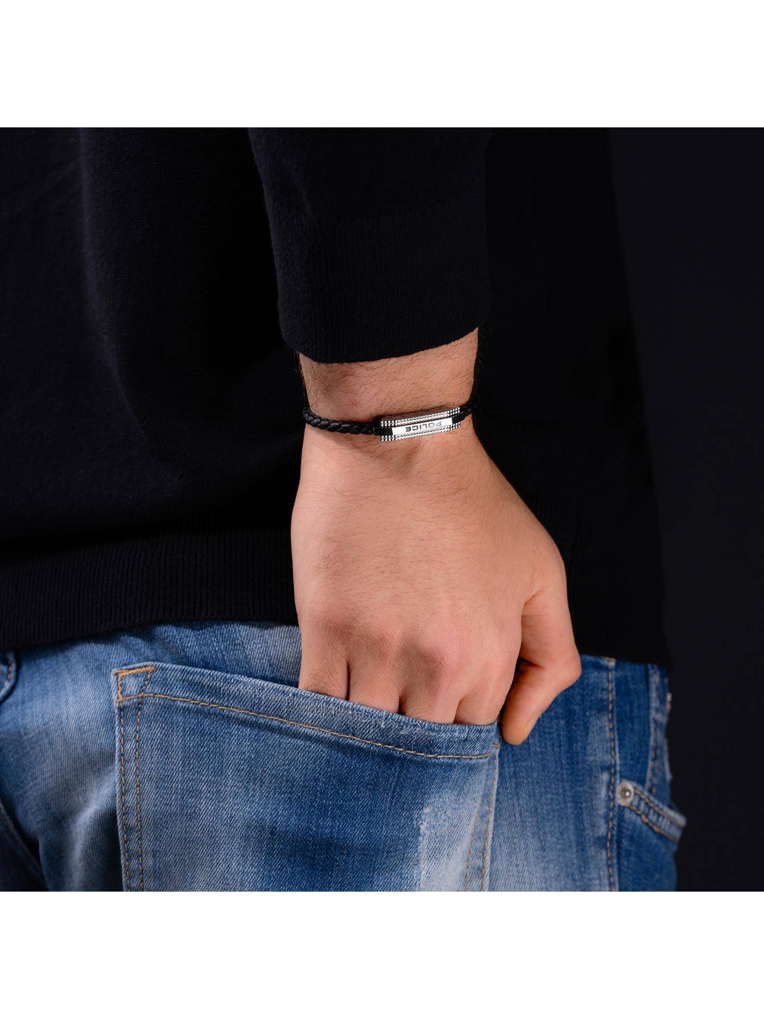 Buy Police Gripcord Ss Stud Motif Black Bracelet - PEAGB0038103 Online