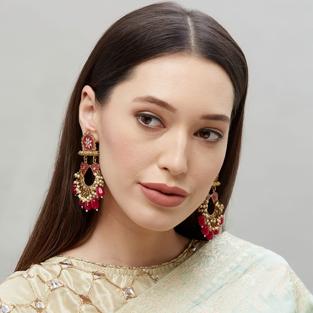 Samm  Moody Ethnic  Beautiful Golden Jhumki Earrings Set For Women  Girls