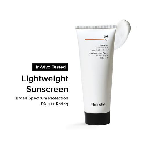 Minimalist SPF 50 PA ++++ Sunscreen With Multi-Vitamin For Reducing Photoaging & No White Cast