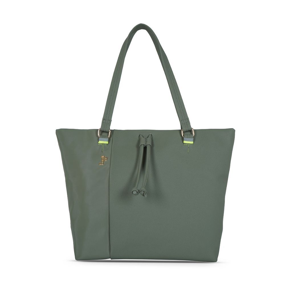 Baggit L Diehard S Byron 1 Gravity Green Solid Tote Bags: Buy Baggit L ...