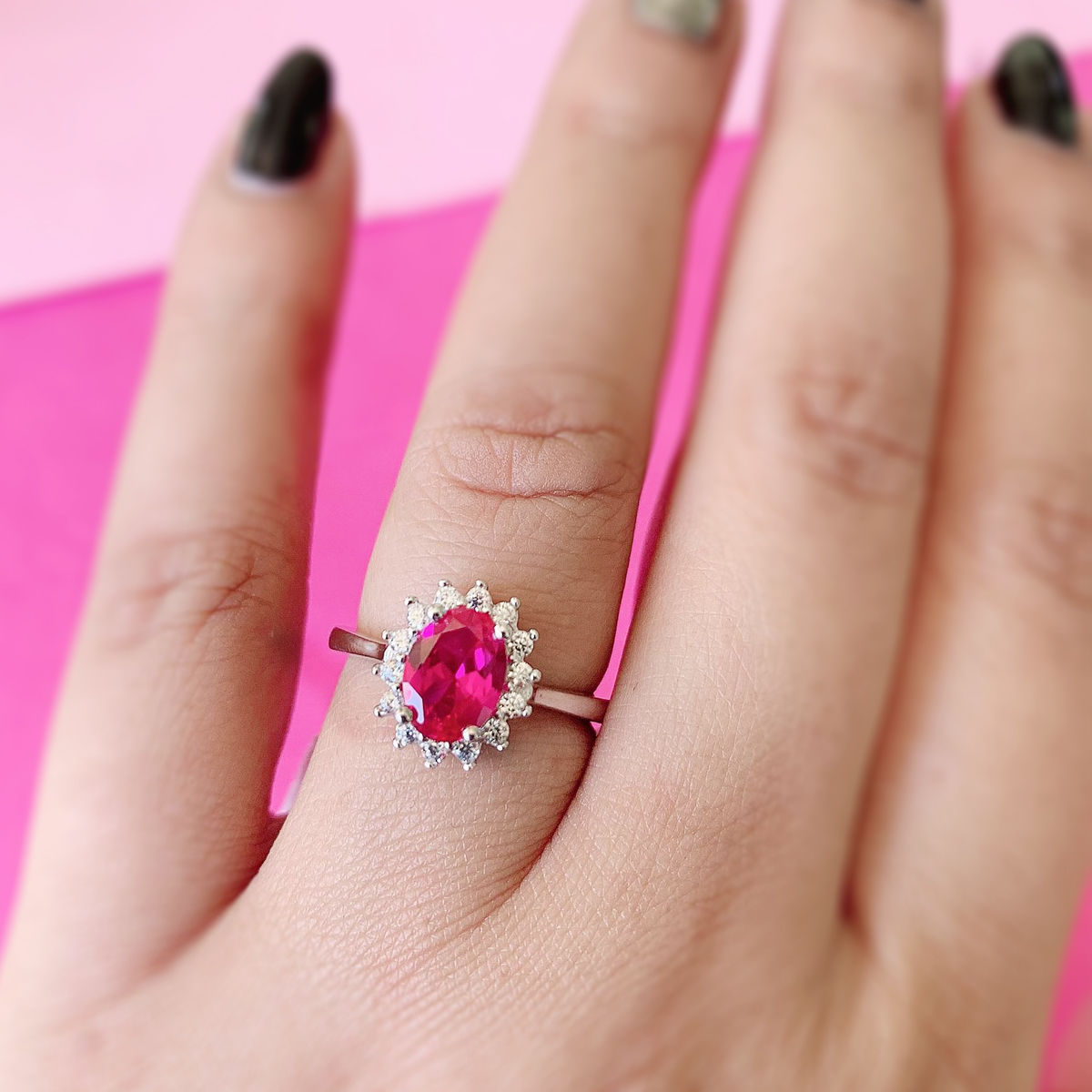 Ruby large oval bezel set ring - July Birthstone - Danique Jewelry