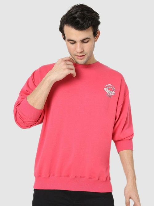 Bewakoof Men's Carmine Red Graphic Printed Oversized Sweatshirt (3XL)