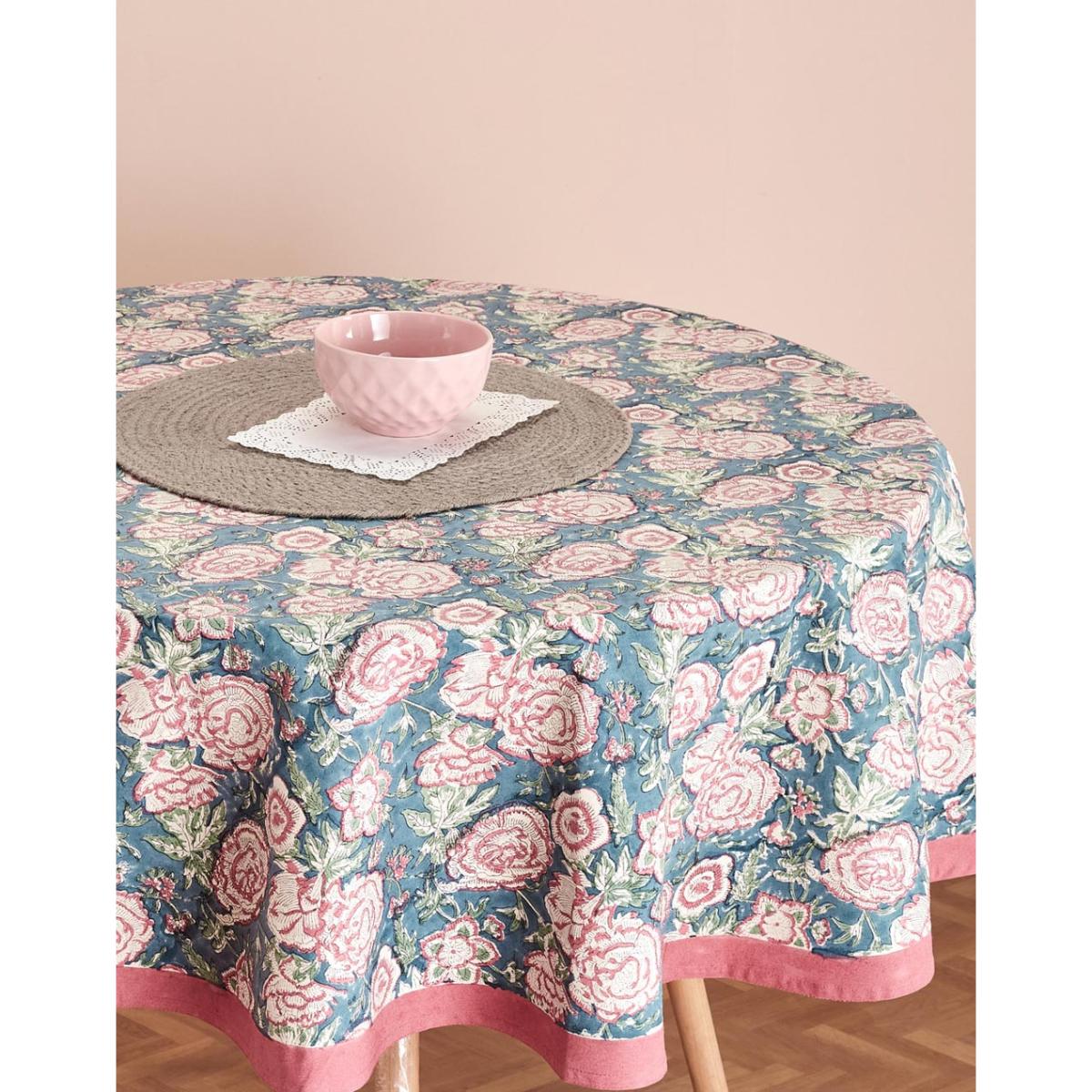 Buy Fabindia Gulab Khas Printed Cotton Round Dining Table Cover Online