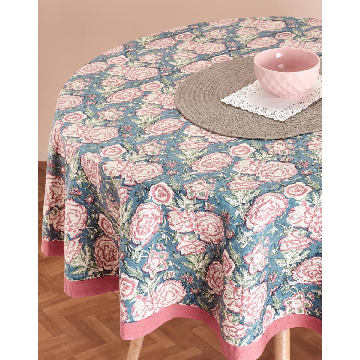 Buy Fabindia Gulab Khas Printed Cotton Round Dining Table Cover Online