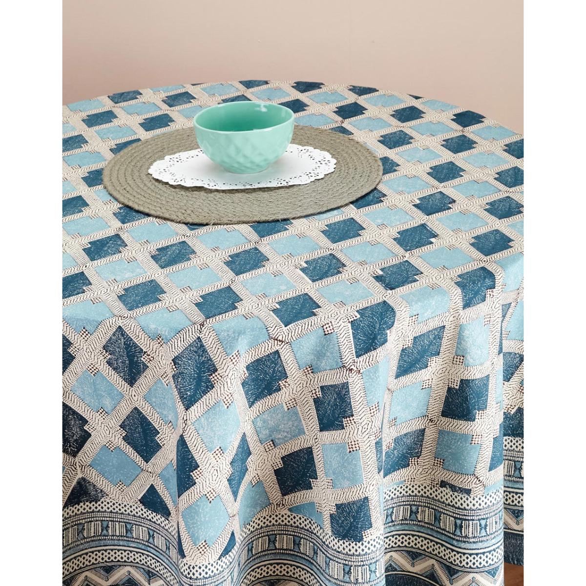 Buy Fabindia Earth Files Printed Cotton Round Dining Table Cover Online