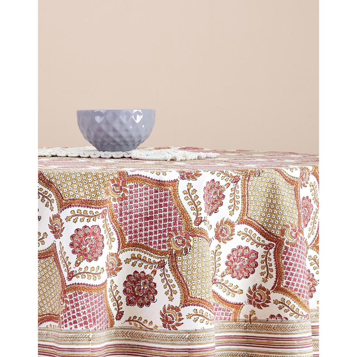 Buy Fabindia Shaalimar Jaali Printed Cotton Round Dining Table Cover Online