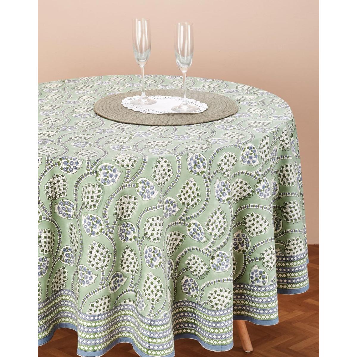 Buy Fabindia Shaalimar Anaar Cotton Printed Round Dining Table Cover Online