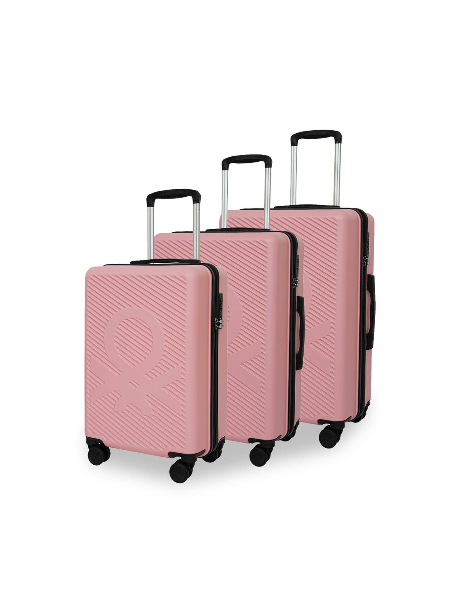 United Colors of Benetton Solid Hard 3 Luggage Bags - Pink (S/M/L)