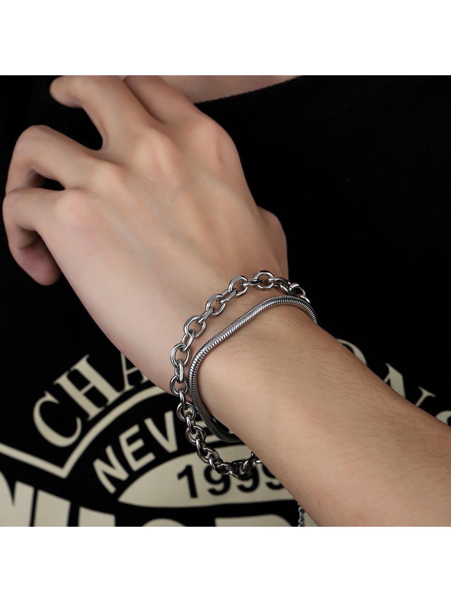Buy Salty Alpha Men Serpent Orbit Duo Silver Bracelet Online