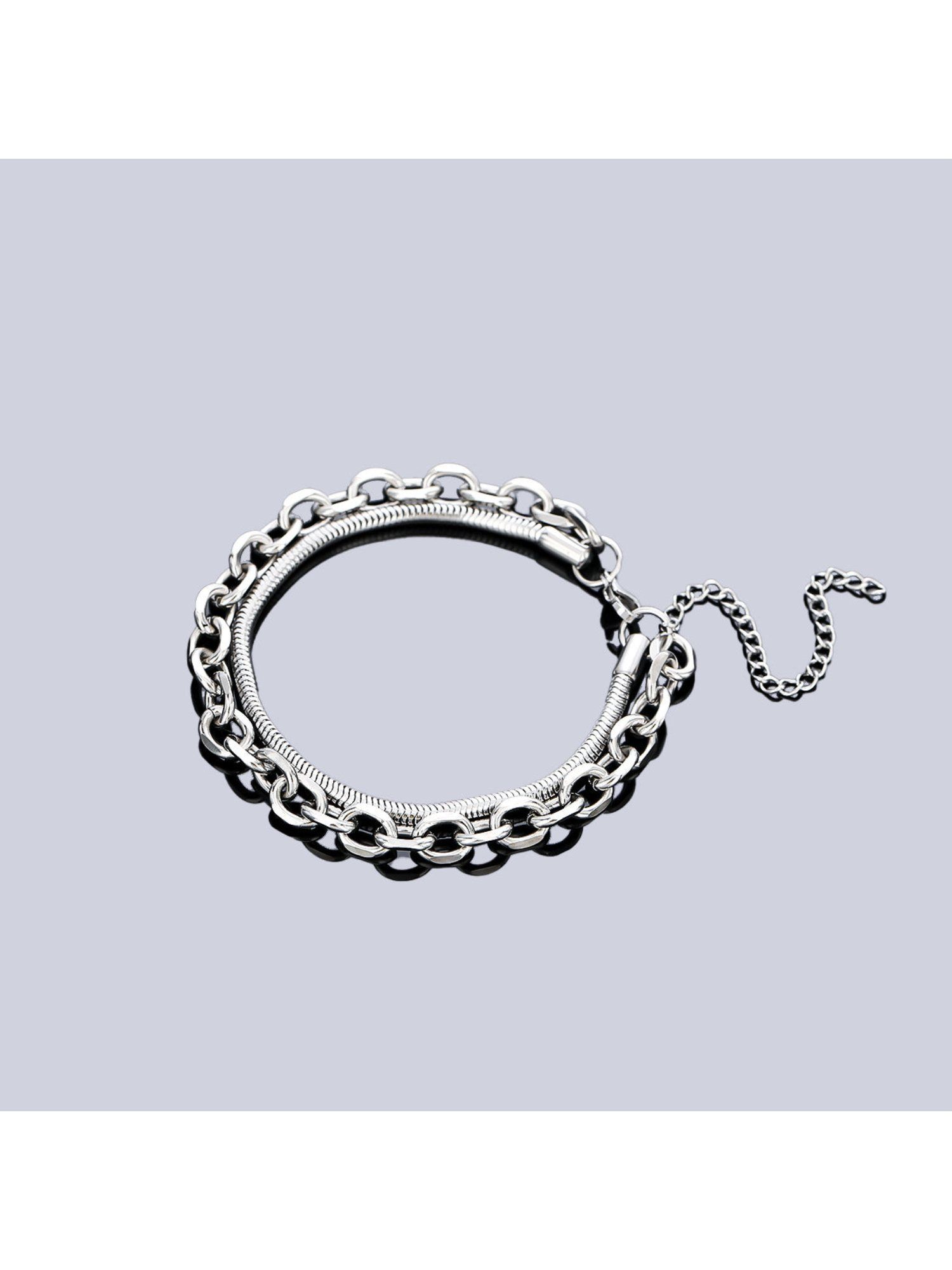 Buy Salty Alpha Men Serpent Orbit Duo Silver Bracelet Online