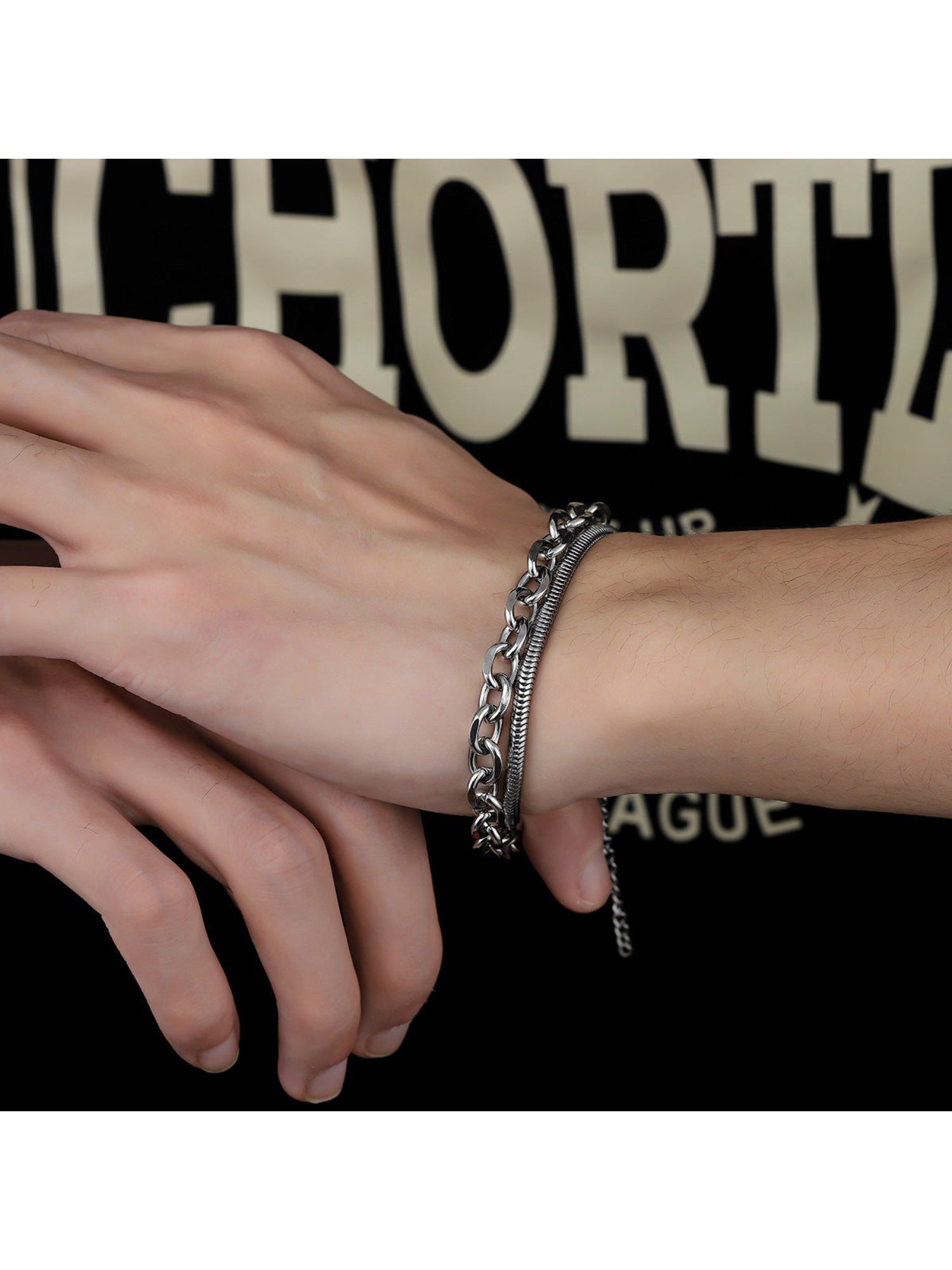 Buy Salty Alpha Men Serpent Orbit Duo Silver Bracelet Online