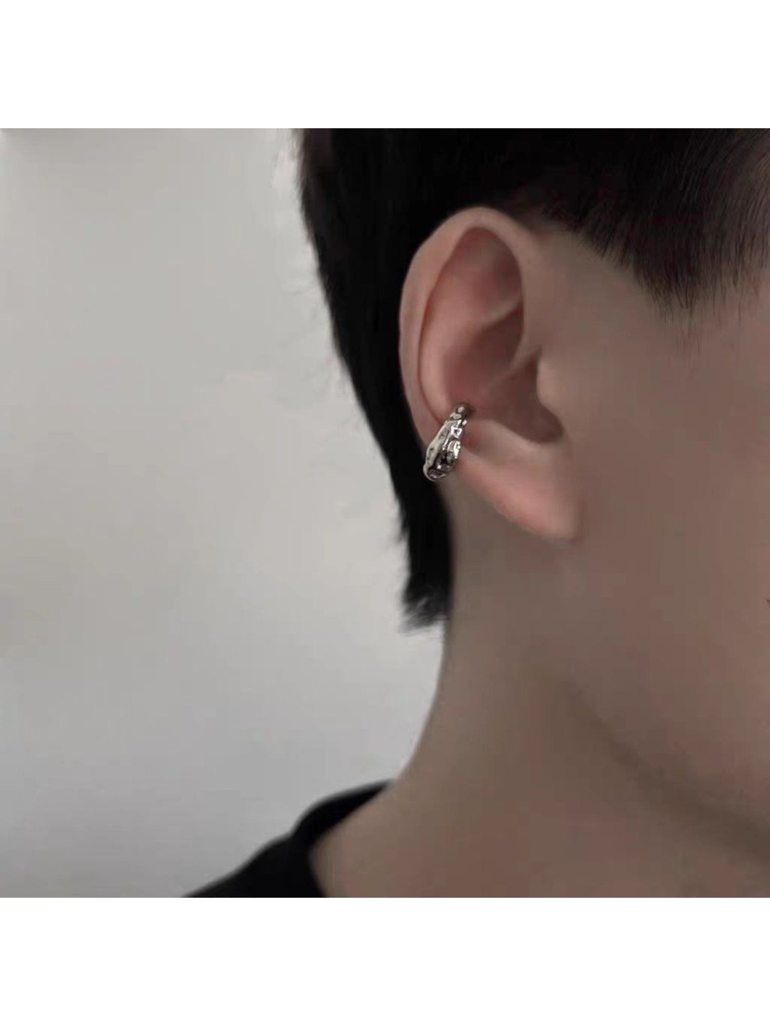 Buy Salty Alpha Men Goth Silver Ear Cuff Online