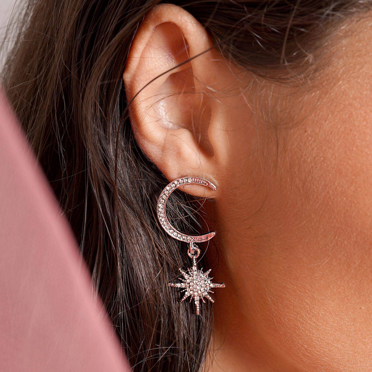 Joker & Witch Star Hug Silver Dangler Earrings For Women