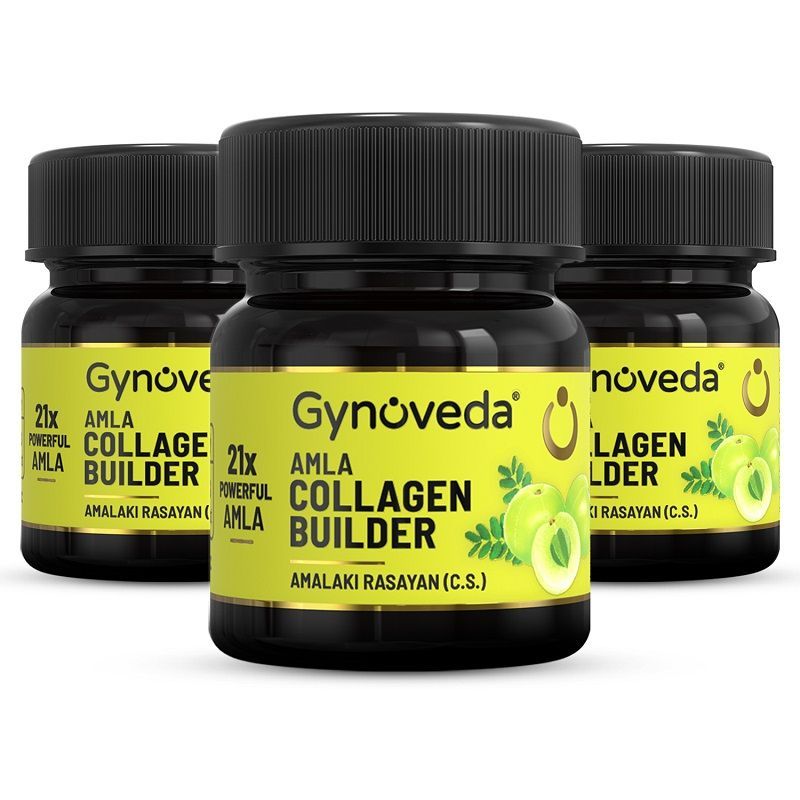 Gynoveda Amla Collage Builder Tablets, Vitamin C For Anti-Aging Beauty, Skin Repair & Regeneration - Pack of 3