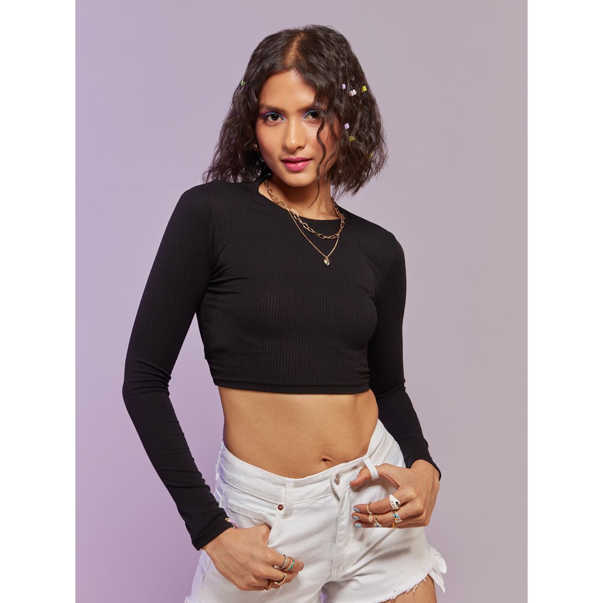 Buy MIXT by Nykaa Fashion Black Full Sleeves Tie Up Back Solid