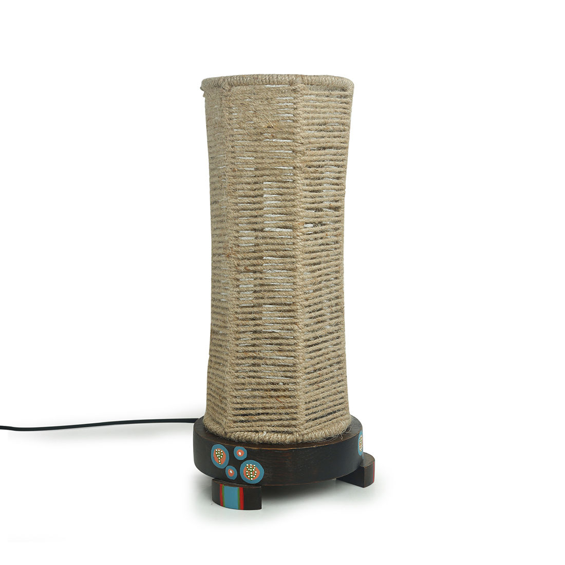 ExclusiveLane Desert Shimmer' Handwoven Hexagonal Table Lamp In Teak