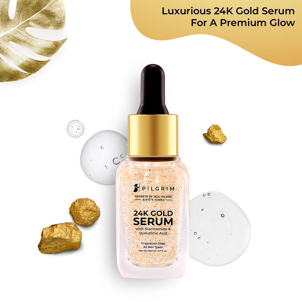 Buy Pilgrim 24K Gold Face Serum with Niacinamide & Hyaluronic Acid Online