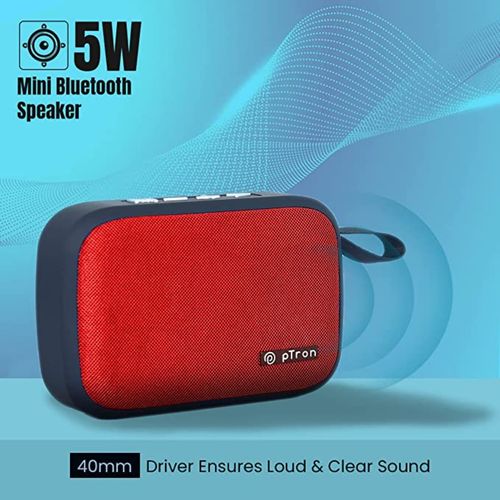 pTron Musicbot Lite 5W Mini Bluetooth Speaker with hrs Playback Time Red
