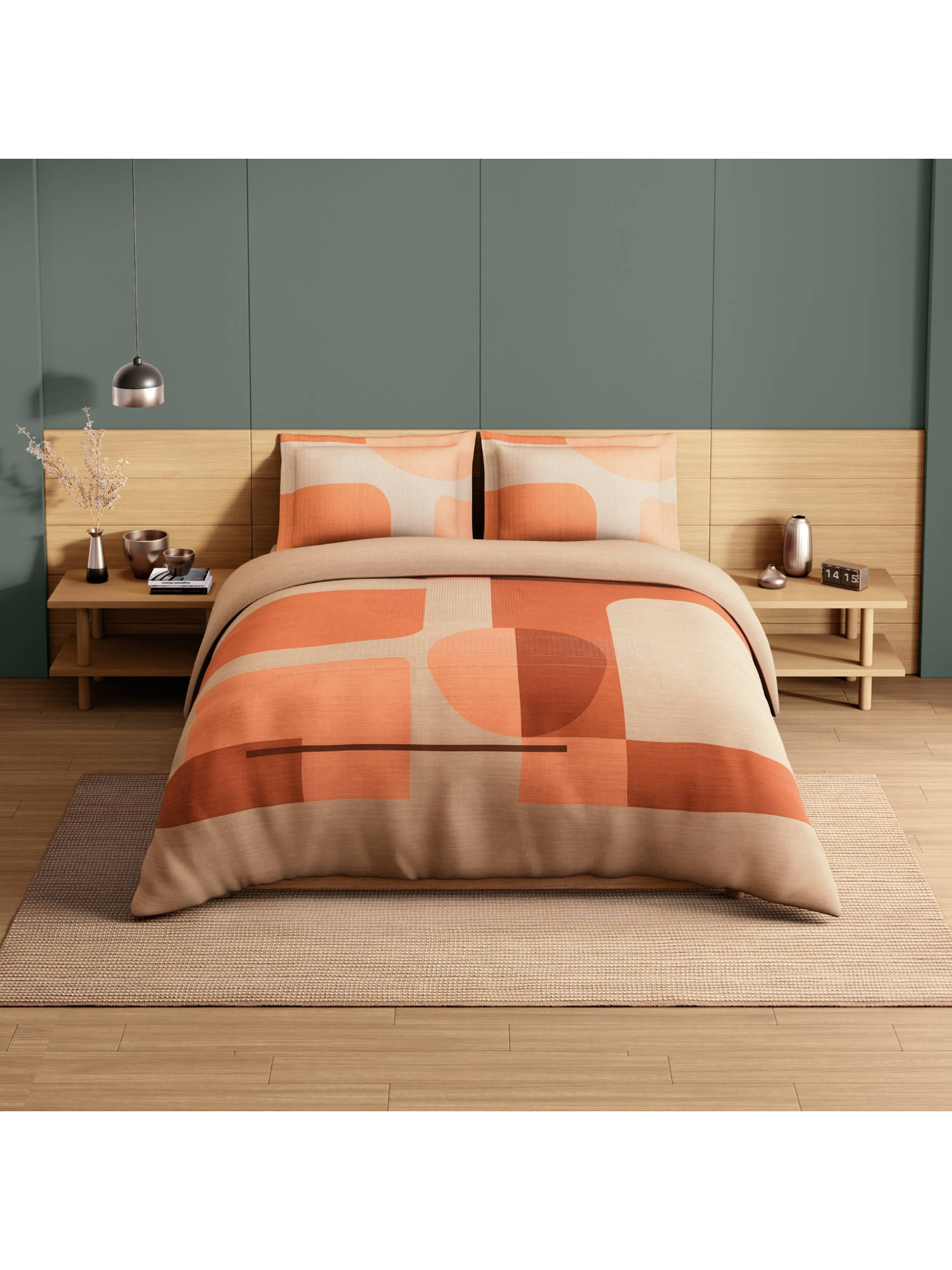 SPACES Beige Avaris Structure Cotton 210 TC Bedsheet with 2 Pillow Covers (King)