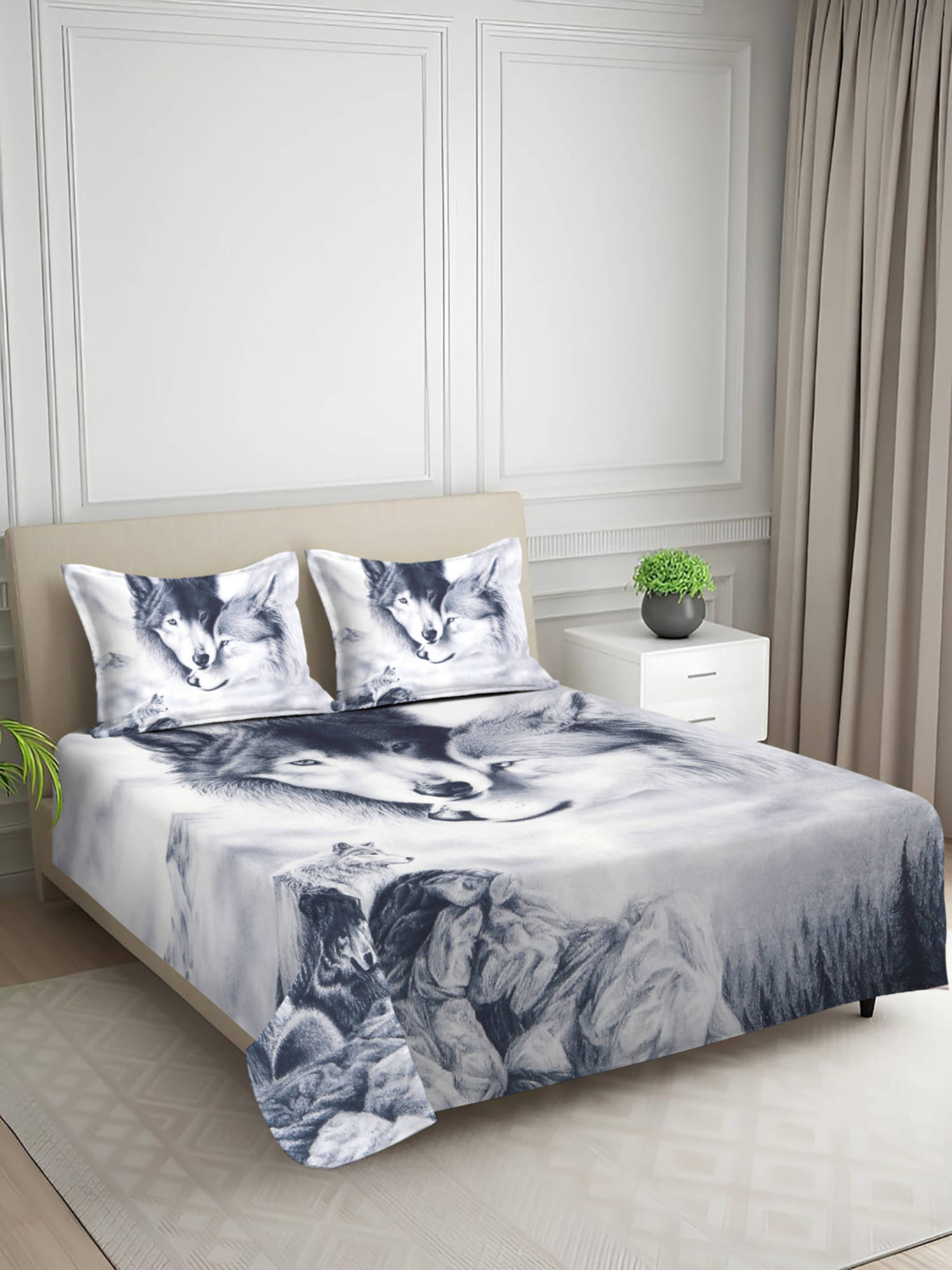 Signature Grey Super Soft Bedsheet with 2 Pillow Covers (King)