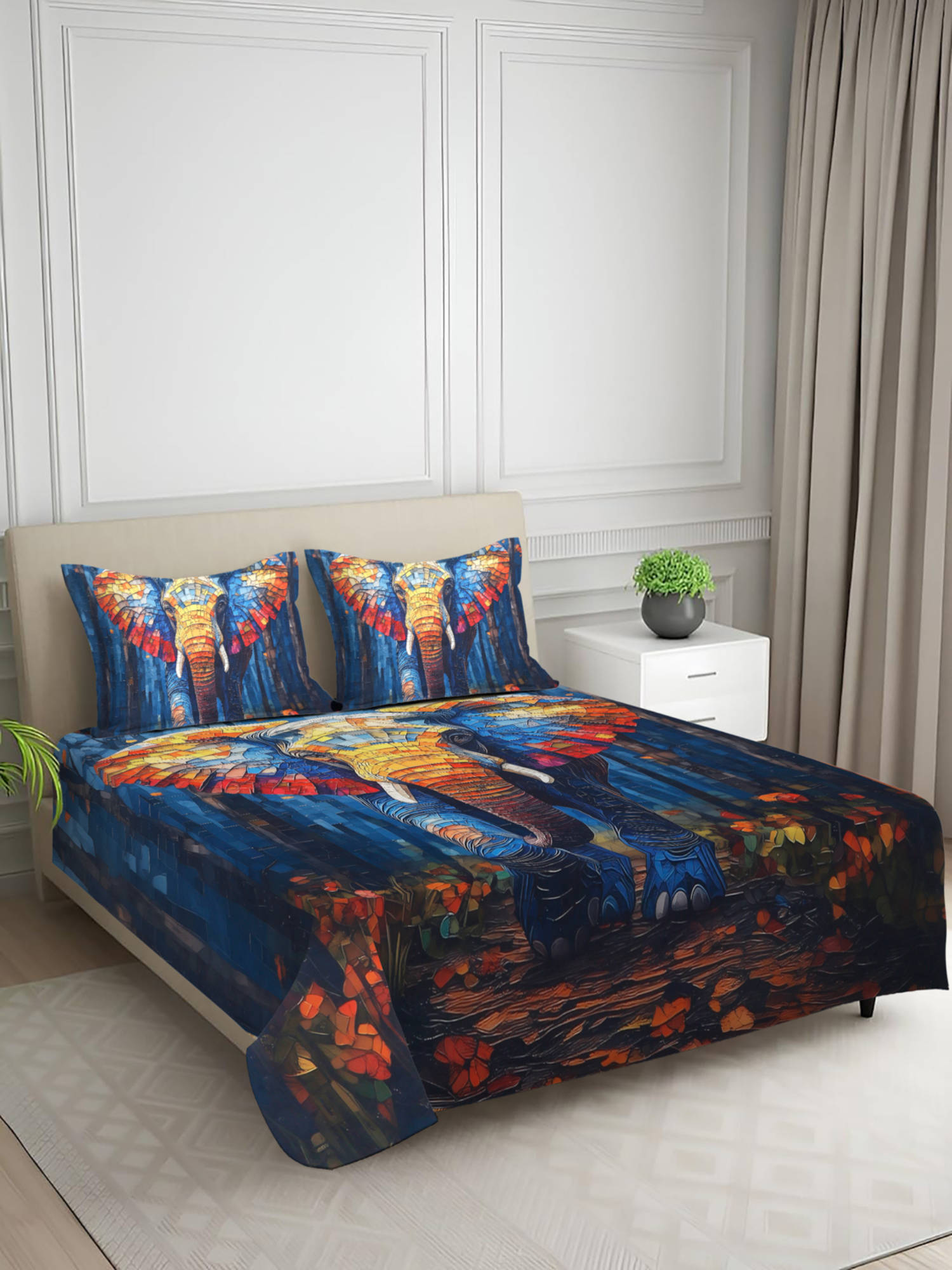 Signature Navy Blue Super Soft Bedsheet with 2 Pillow Covers (King)