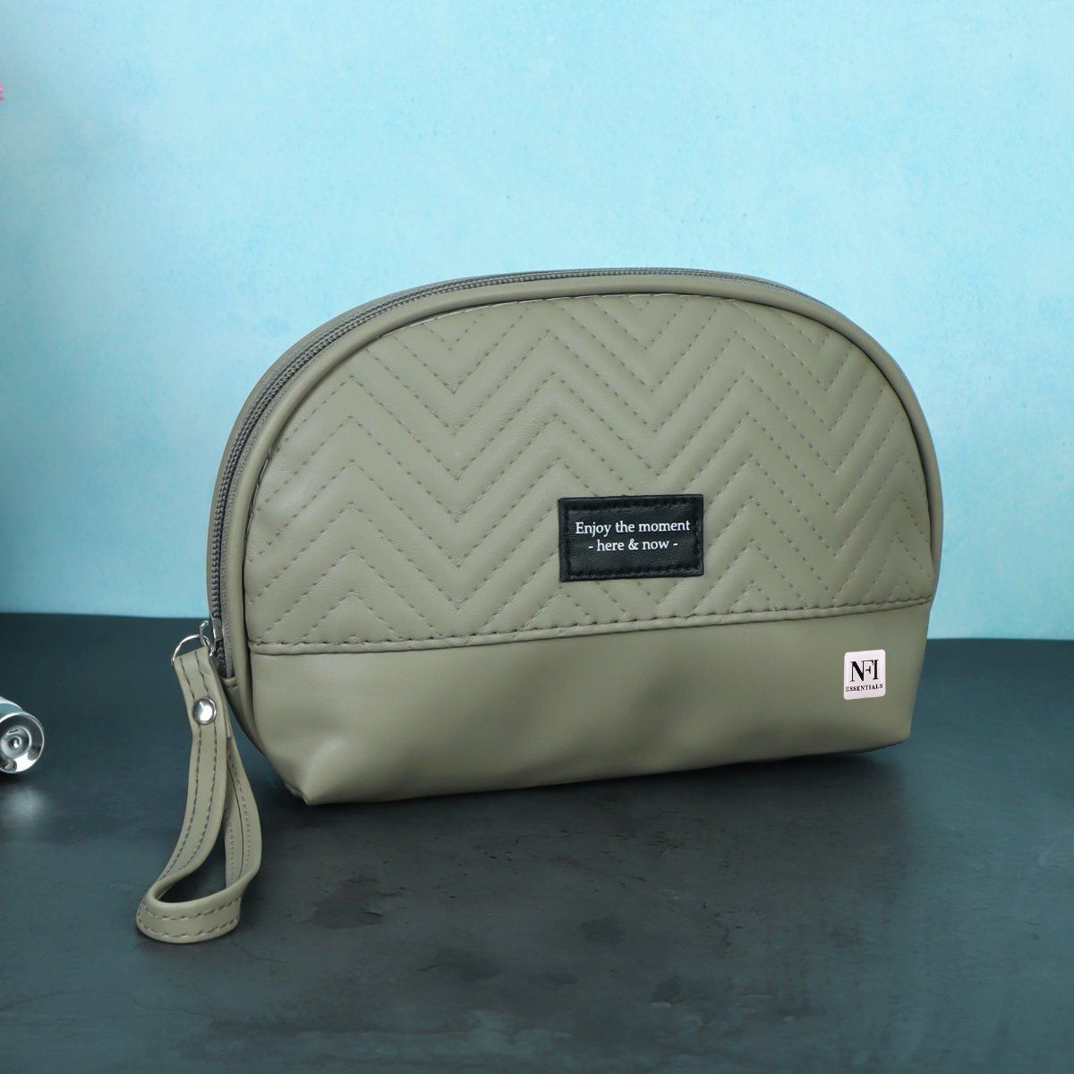 NFI Essentials Stylish Green Makeup Pouch for Women