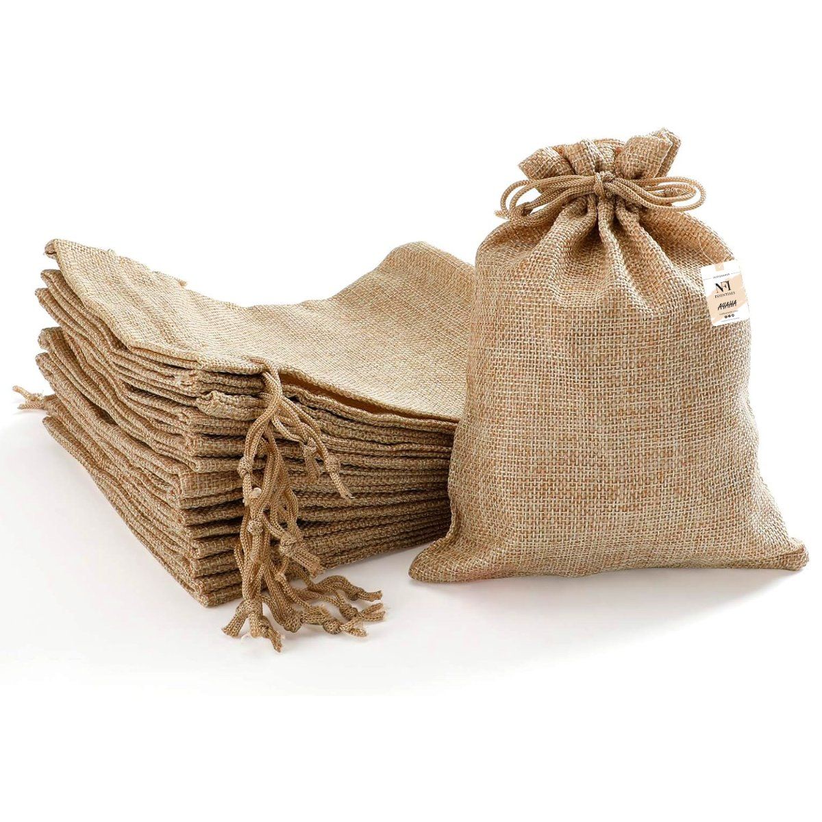 Brown Jute Potli Gift Pouches for Return Gift, (Pack of 50)