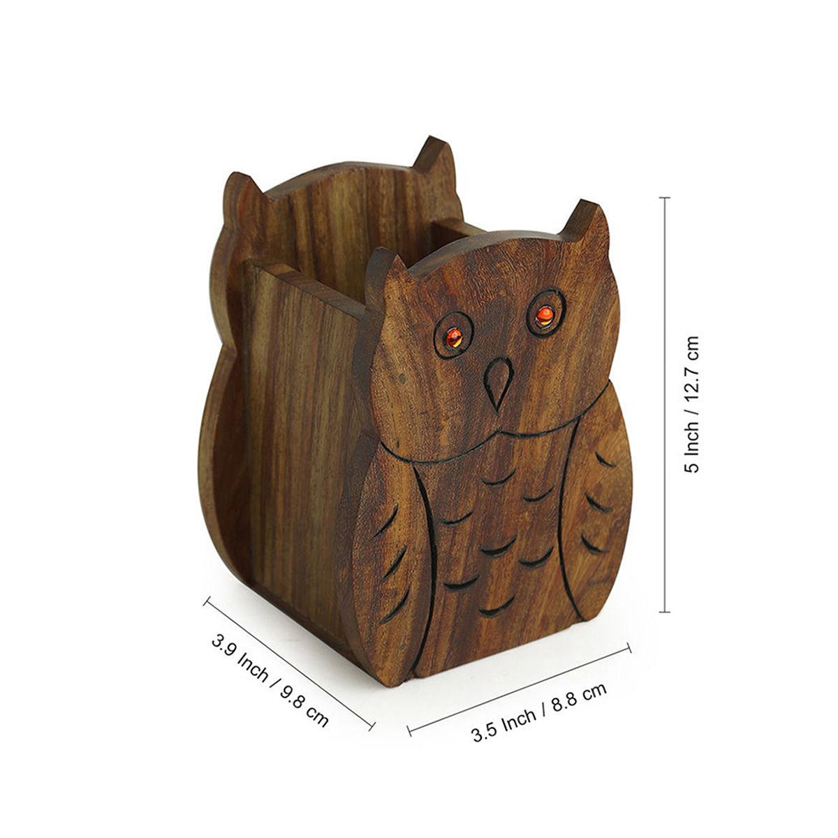 ExclusiveLane The Two Hooting Owls Hand Carved Stationery and Cutlery