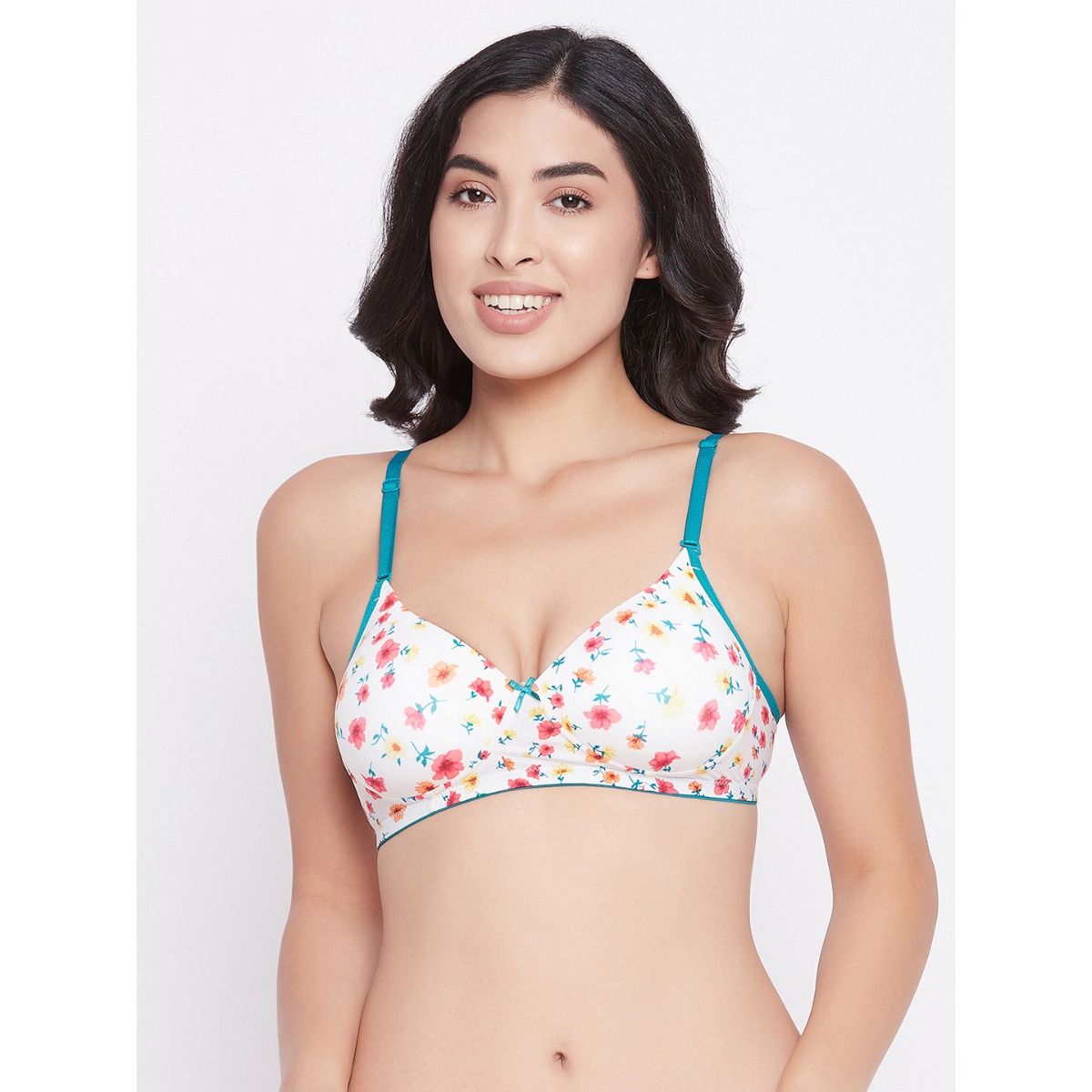 Buy Clovia Polyamide Printed Padded Full Cup Wire Free T-shirt Bra - Multi  Color Online