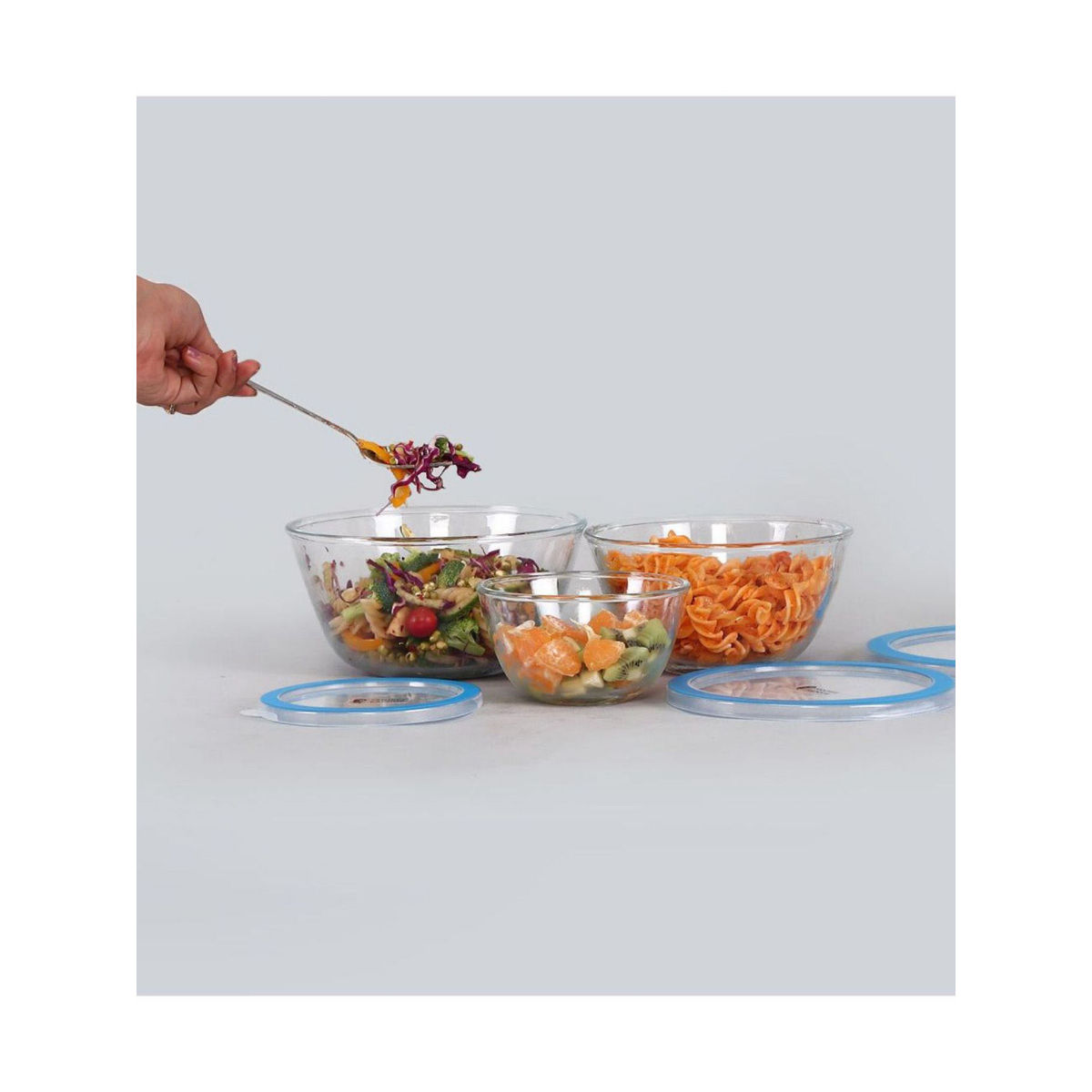 Wonderchef Sanjeev Kapoor Alberta Solid Glass Mixing Bowl Set, 6Pieces