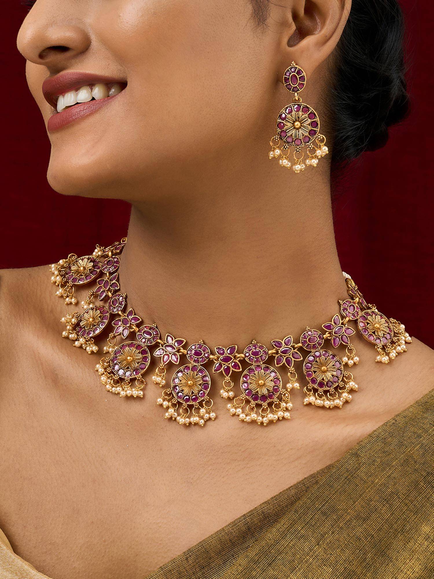 Teejh Rupika Beaded Gold Necklace Set