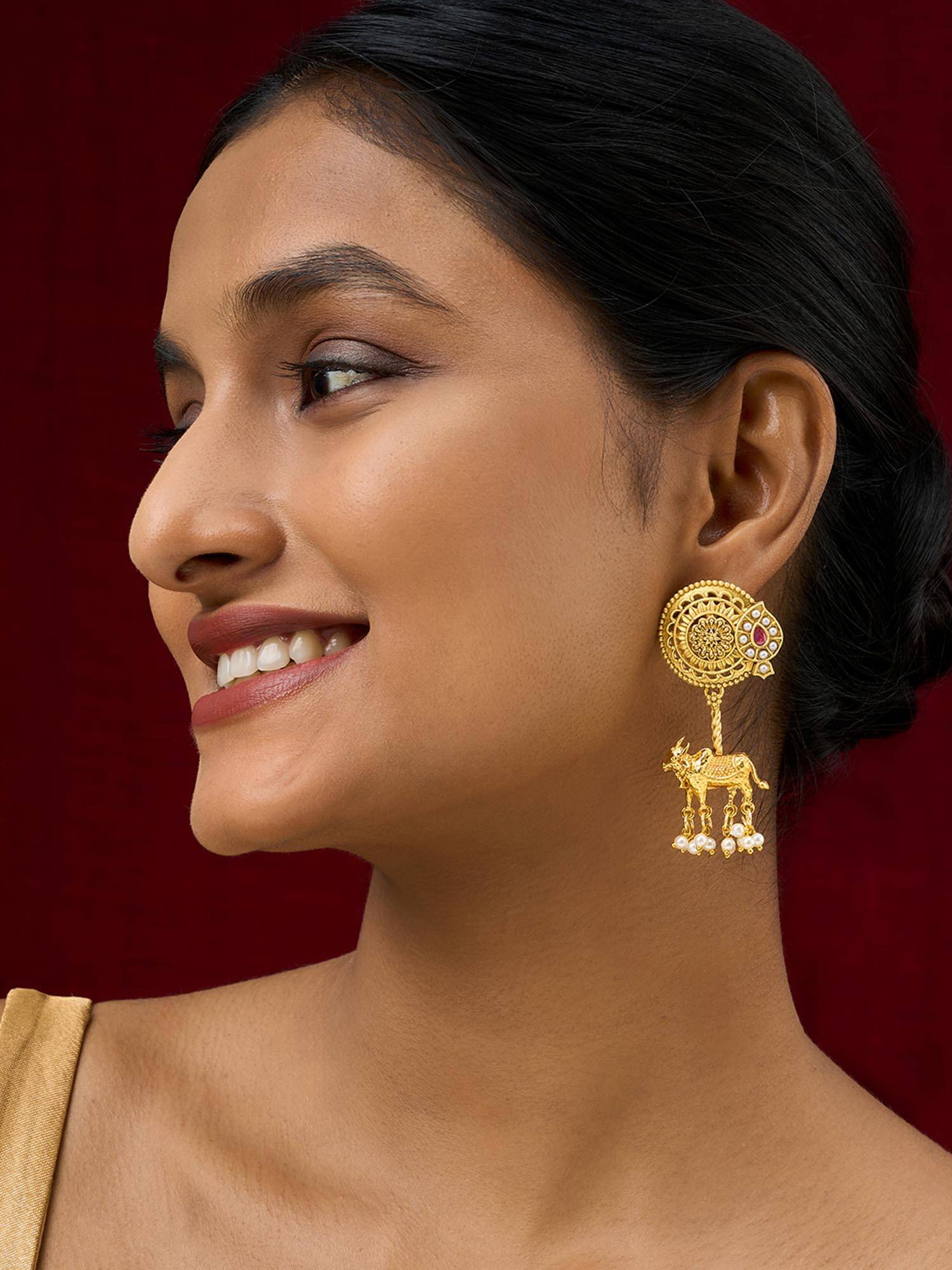 Teejh Dyuti Gold Danglers