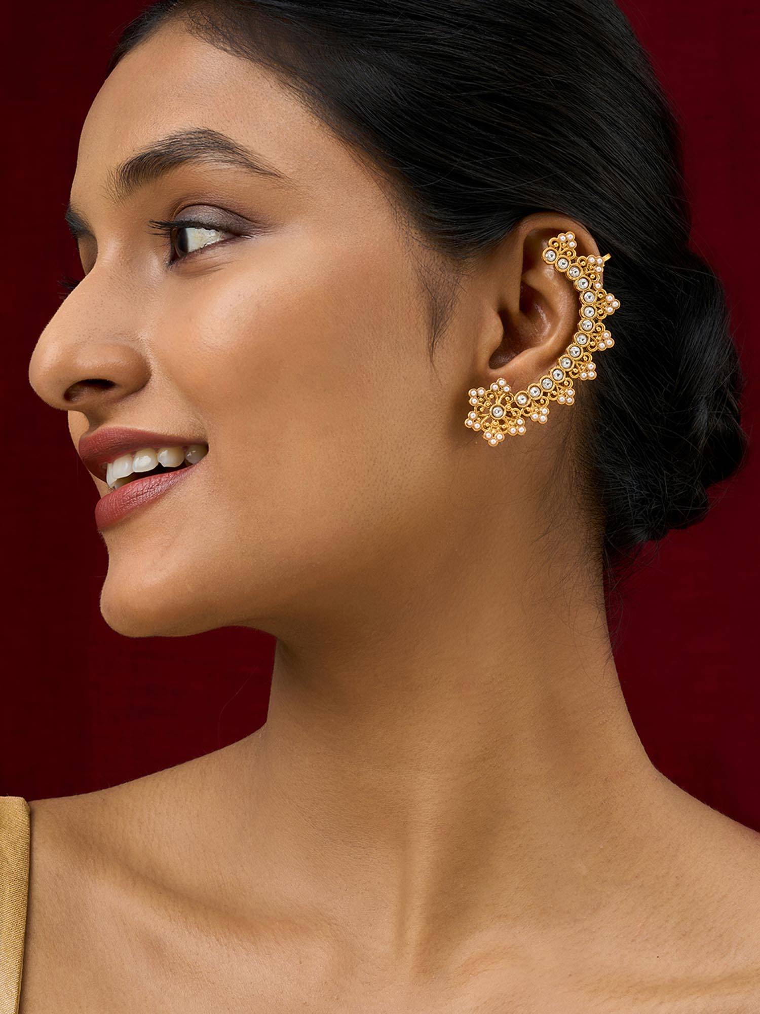 Teejh Shruya Gold and Pearl Earcuffs