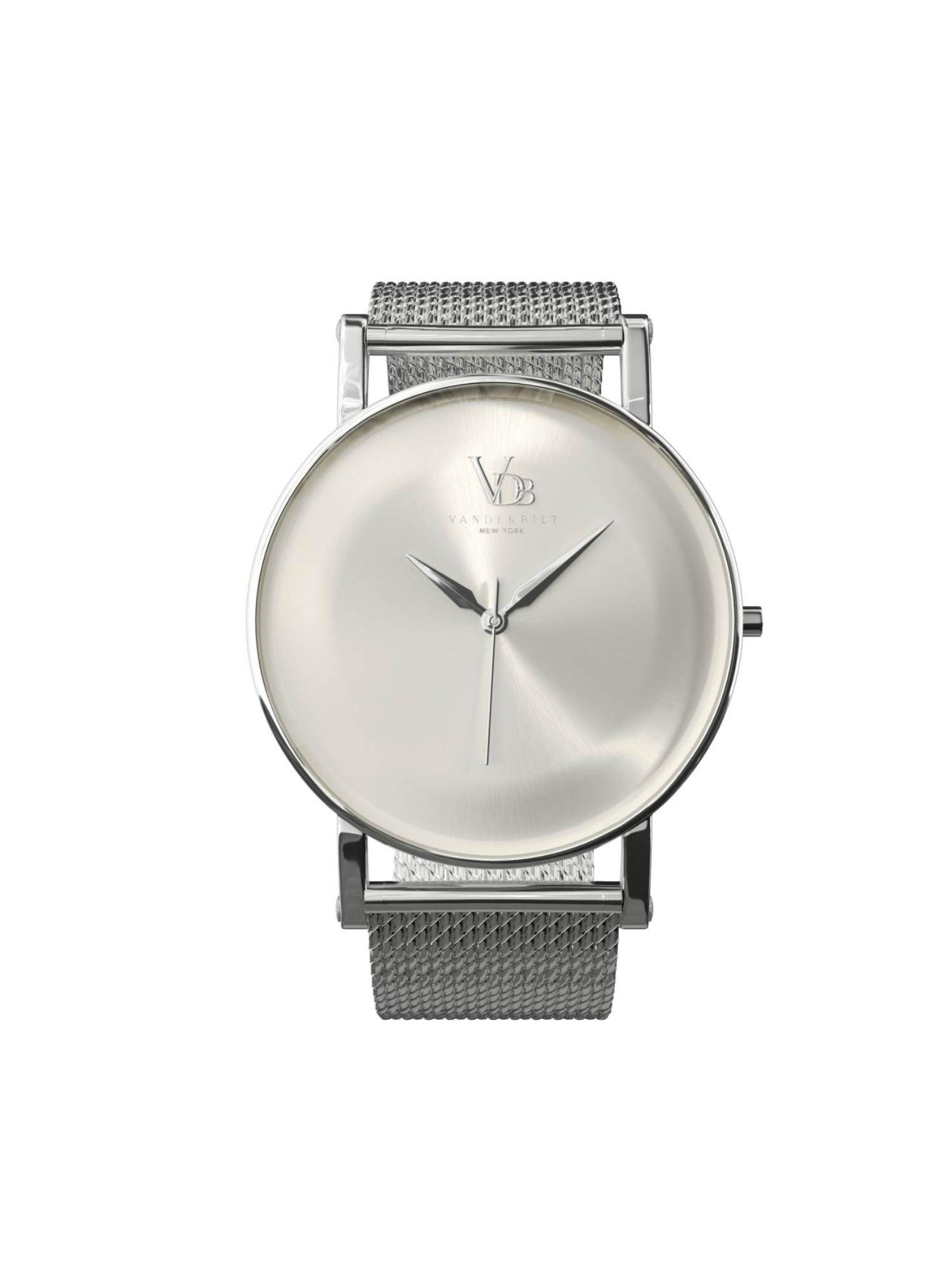 Vanderbilt New York Men White and Silver-Mesh Strap-Quartz Watch-18MTWHT (M)