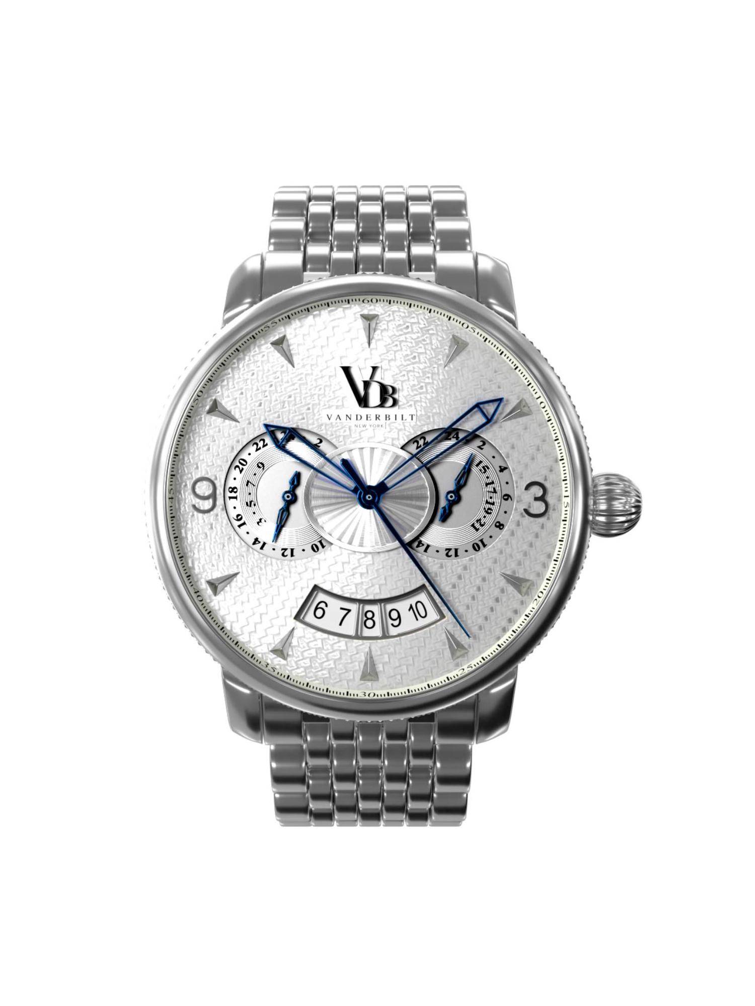 Vanderbilt New York Men Silver-Steel Bracelet-Quartz Watch-41NSWHT (M)