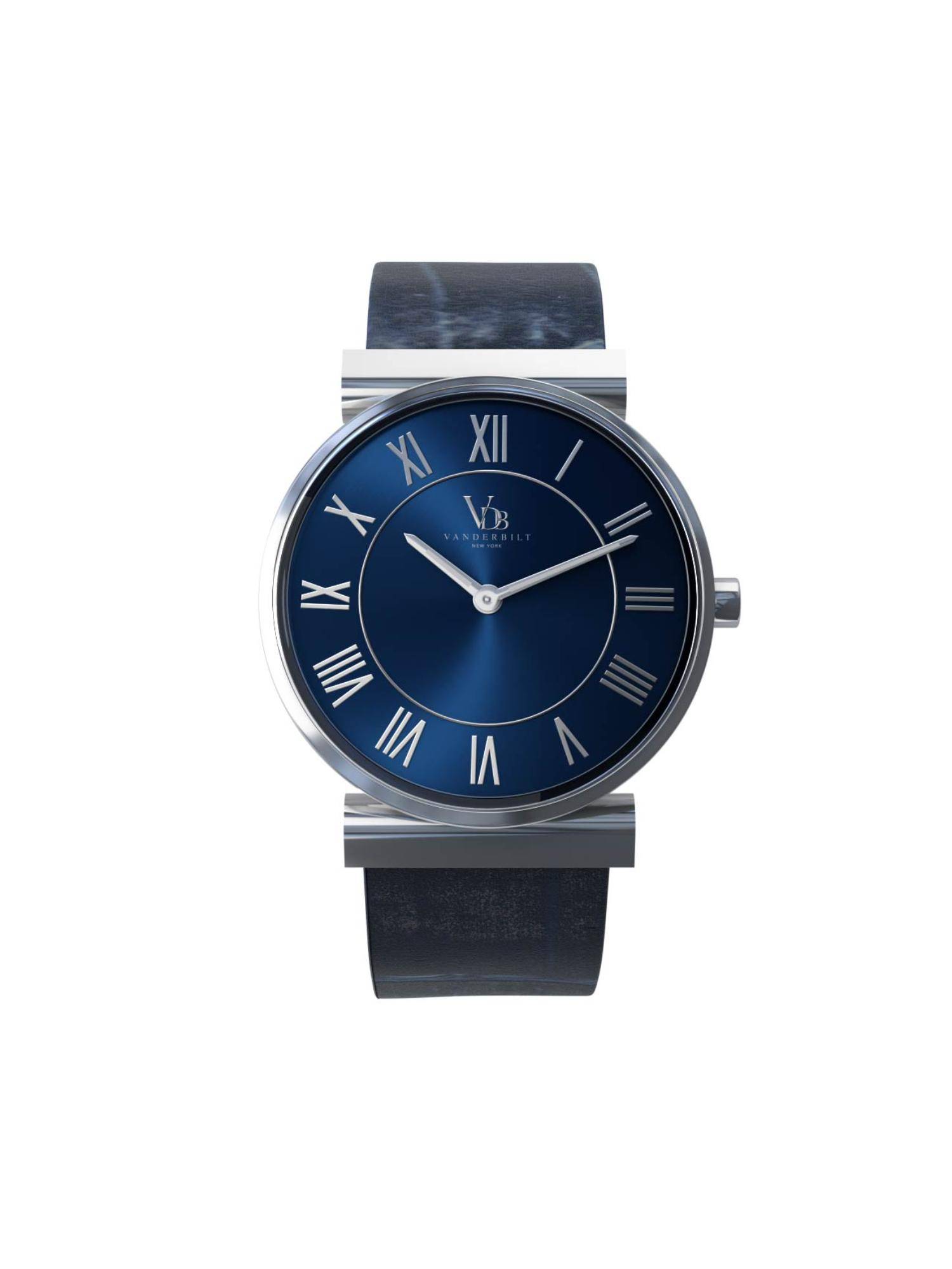 Vanderbilt New York Women Blue Leather Strap-Quartz Watch-52WNSBUSL (M)