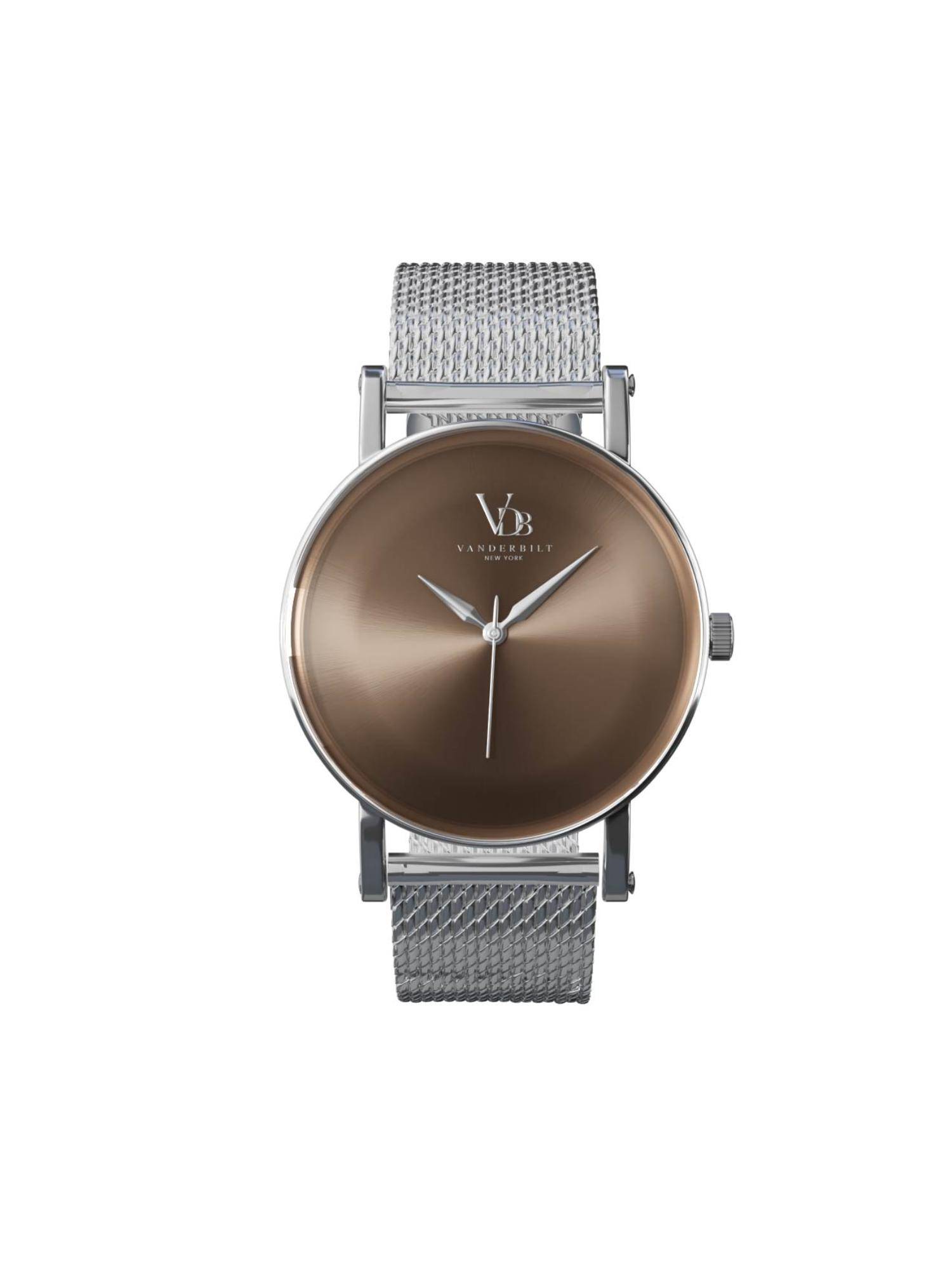 Vanderbilt New York Women Brown Dial and Silver Mesh Strap-Quartz Watch-61MTSBRSL (M)