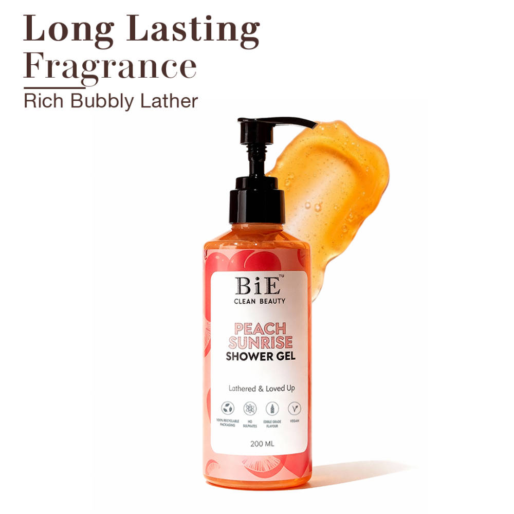 BiE Peach Sunrise Shower Gel - Gentle Cleanser, Nourishes & Refreshes Skin, Sulphate & Paraben Free