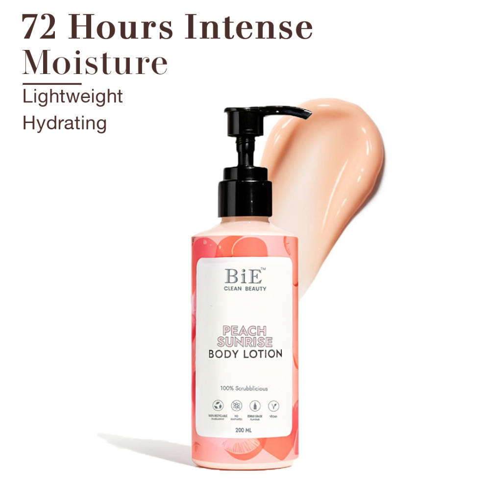 BiE Peach Sunrise Body Lotion with Hyaluronic Acid & Niacinamide for 72H Hydration & Moisturization