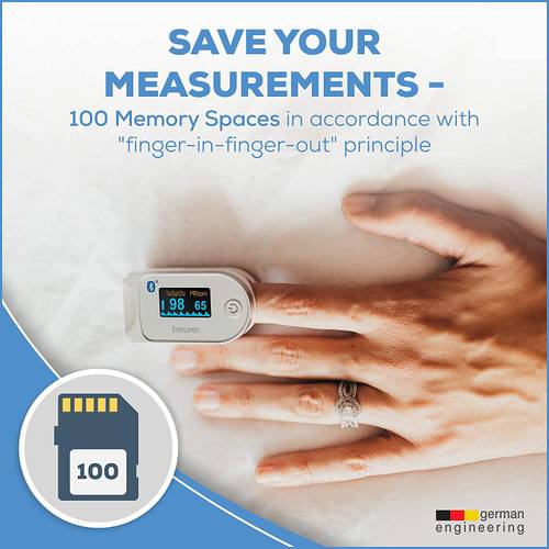 Buy Beurer PO 60 Pulse Oximeter With Bluetooth And Health Manager App, 5 Years Warranty Online