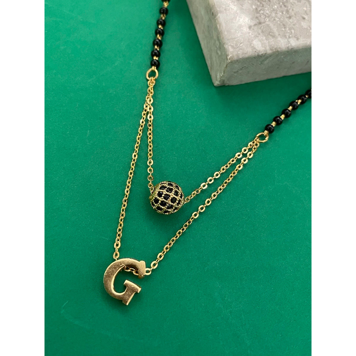 H Letter Name Alphabet Mangalsutra with Gold Plated Hand Bracelet Combo  Pack of 2