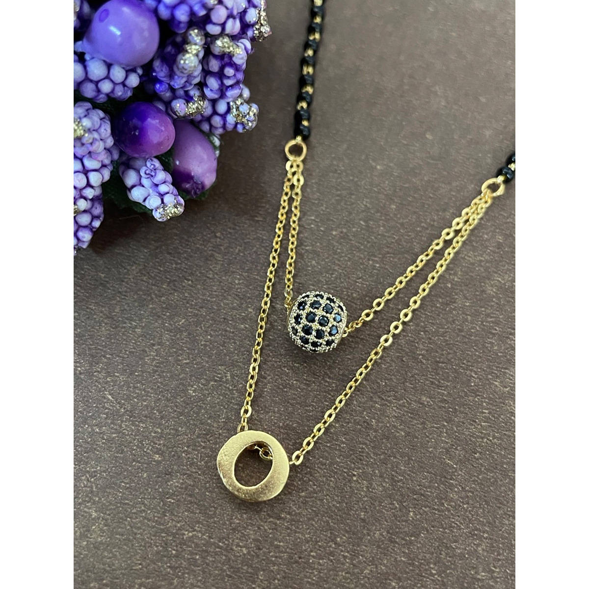 Digital Dress Room O Letter AD Ball Pendant Mangalsutra