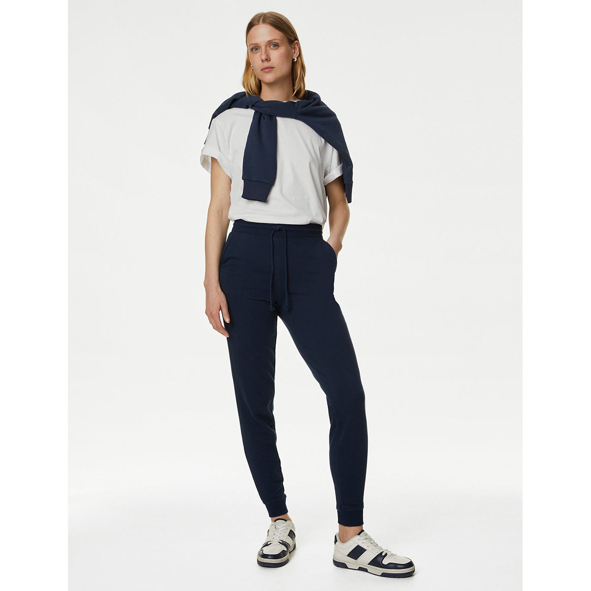 Buy Marks \u0026 Spencer The Navy Blue Cotton Rich Cuffed Joggers Online