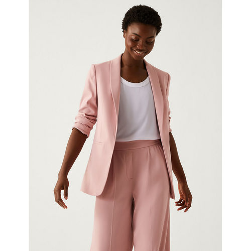 Buy Marks & Spencer Satin Look Relaxed Pink Blazer Online