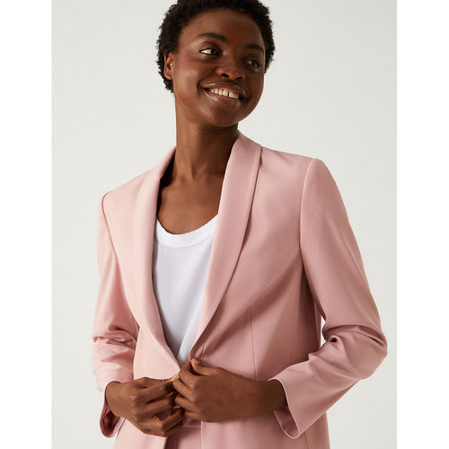 Buy Marks Spencer Satin Look Relaxed Pink Blazer Online