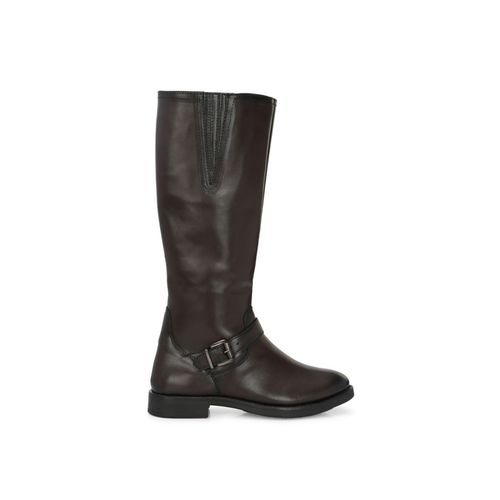 Buy Delize Brown Women Vegan Leather Low Heel Knee Buckle Boots Online