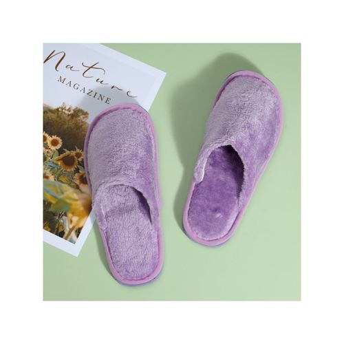 Drunken Women's Winter Home Open Toe Non Slip Purple Room Slippers (EURO 36)